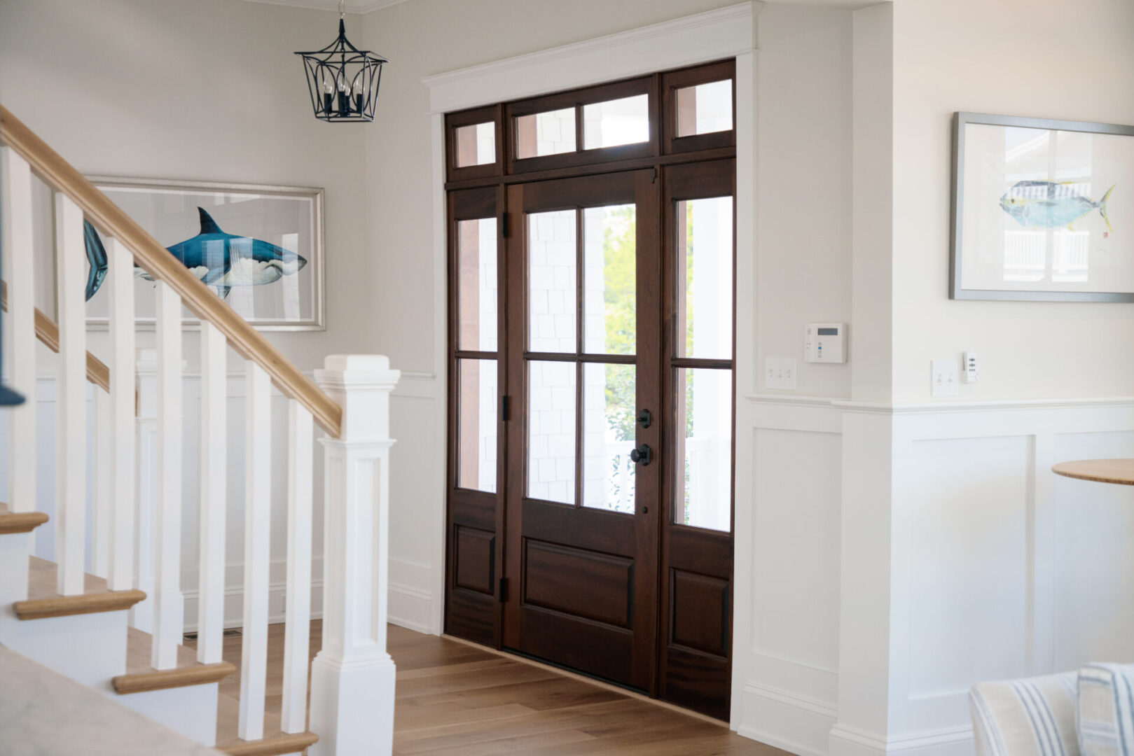 A front door with glass windows